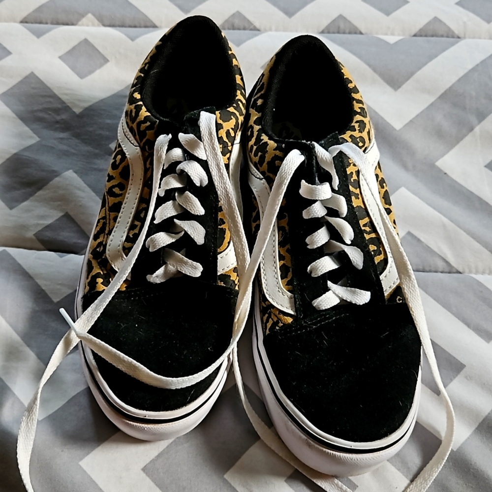 Black and Leopard Vans